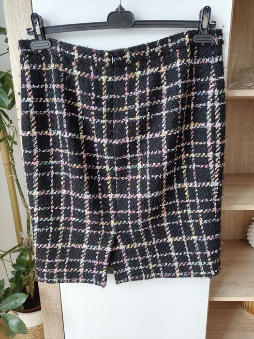 Moschino BOUTIQUE Spódnica wełniana w kratę virgin wool 44
