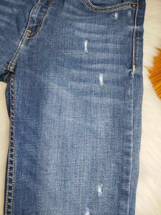 Niebieskie ciemnoniebieskie jeansy damskie wysoki stan Mango 36 S