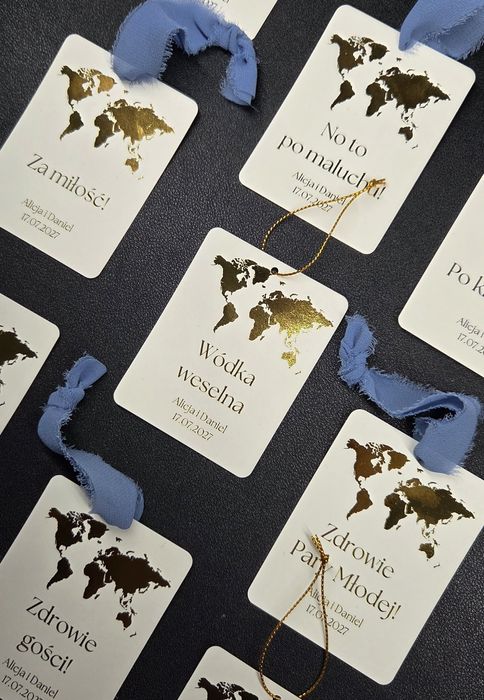 Zawieszki na wódkę | na butelkę | weselne | personalizowane | złocone