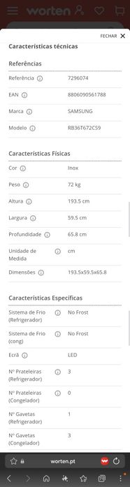 Frigorífico Combinado Samsung Inox 360 (Classe C) - Como Novo