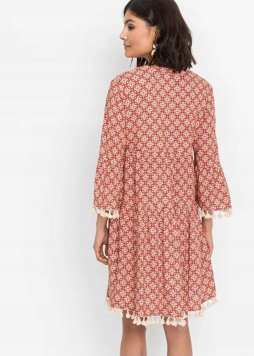 B.P.C sukienka tunikowa we wzory z frędzlami boho r.46