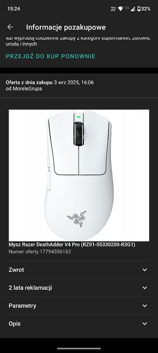Razer DeathAdder V4 Pro - Biała