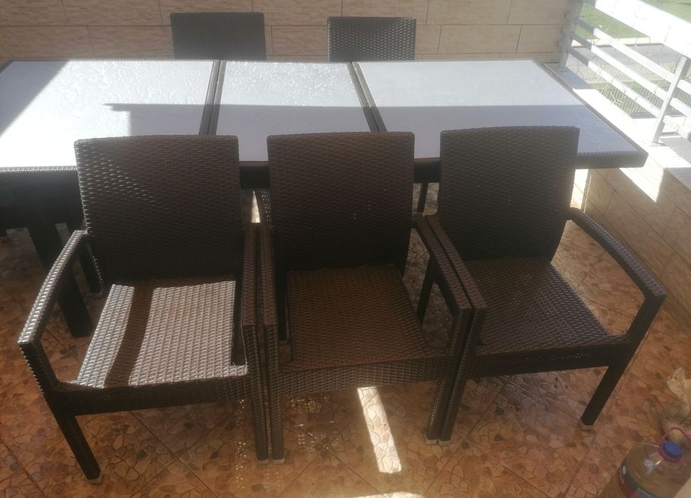Mesa para jardim terraço mais 6 cadeiras para exterior