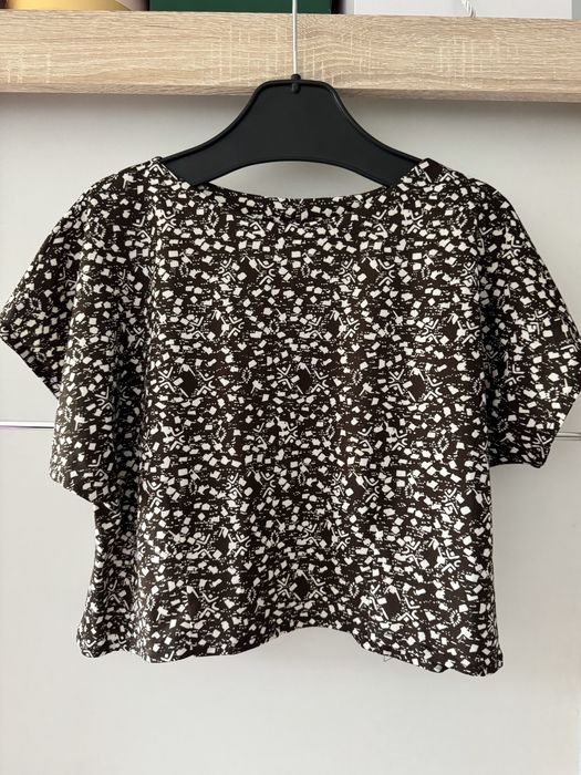 Bluzka t-shirt damski brązowy we wzorki