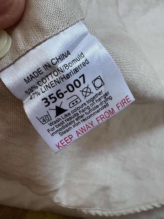 Meska lniana koszula next bezowa krotki rekaw l