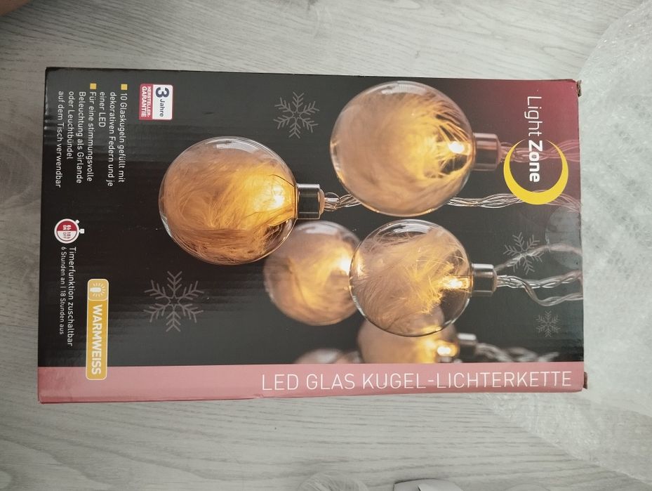 Łańcuch świetlny szklane kule LED Lightzone Nowe