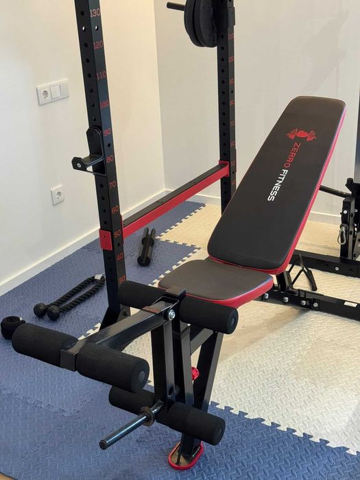 Kit Completo Home Gym: Rack 900 + 2 Bancos + Barras e Discos (~92kg)