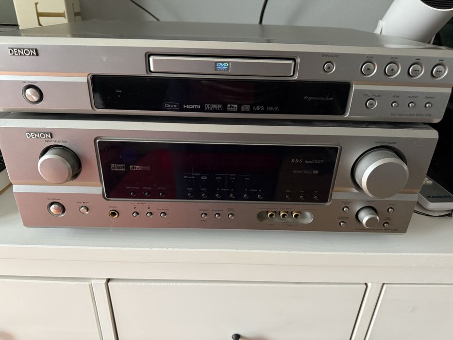 Denon kino domowe 5.0 AVR-1306 + DVD-1730 + kolumny Eltax | komplet + piloty