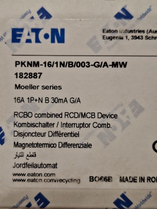 Wyłącznik różnicowoprądowy EATON 16A 182887