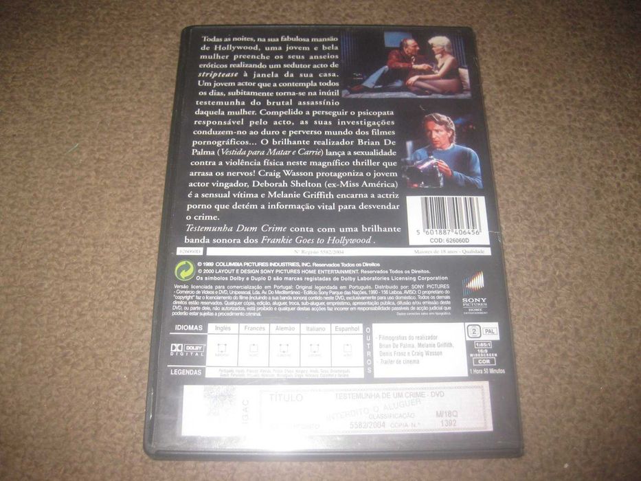 DVD "Testemunha de um Crime" com Melanie Griffith/Raro!