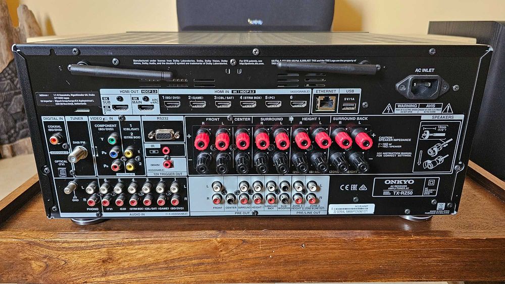 Amplituner Onkyo TX-RZ50 9.2 THX, Dirac Live Full Bandwidth, DAB+, komplet z pudełkiem