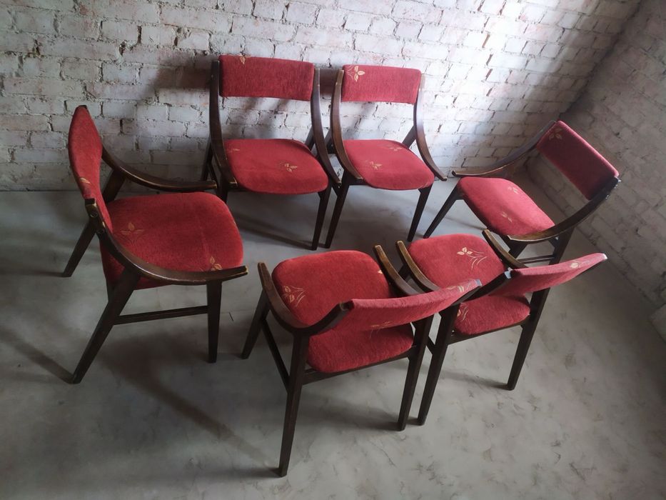 Komplet fotel drewniany krzeslo drewniane PRL skoczek zamojskie