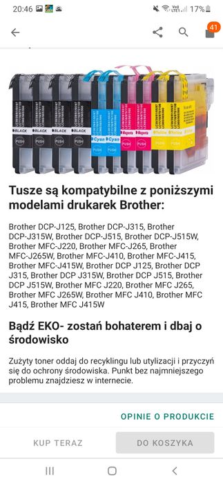 Tusze, tonery  do drukarek Brother