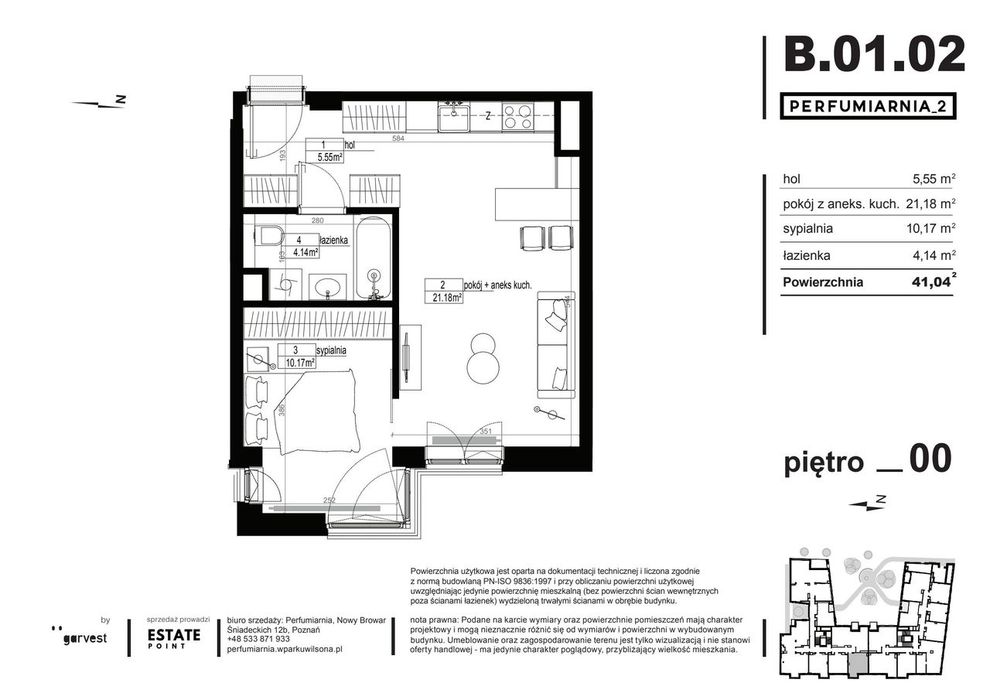 Perfumiarnia 2 | mieszkanie 40,91  m² | B.01.02 - Widok 2