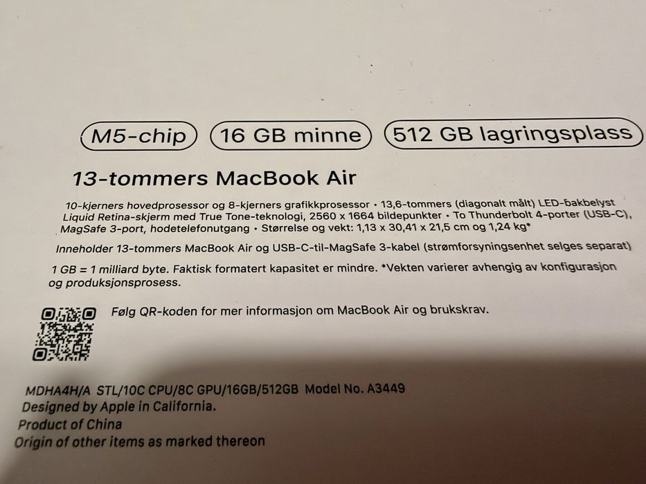 MacBook Air 13 M5 16GB 512GB Starlight