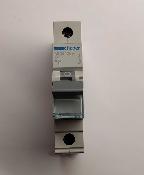 HAGER  - wyłącznik nadprądowy C 6A 1 Biegun MCN - MCN106E