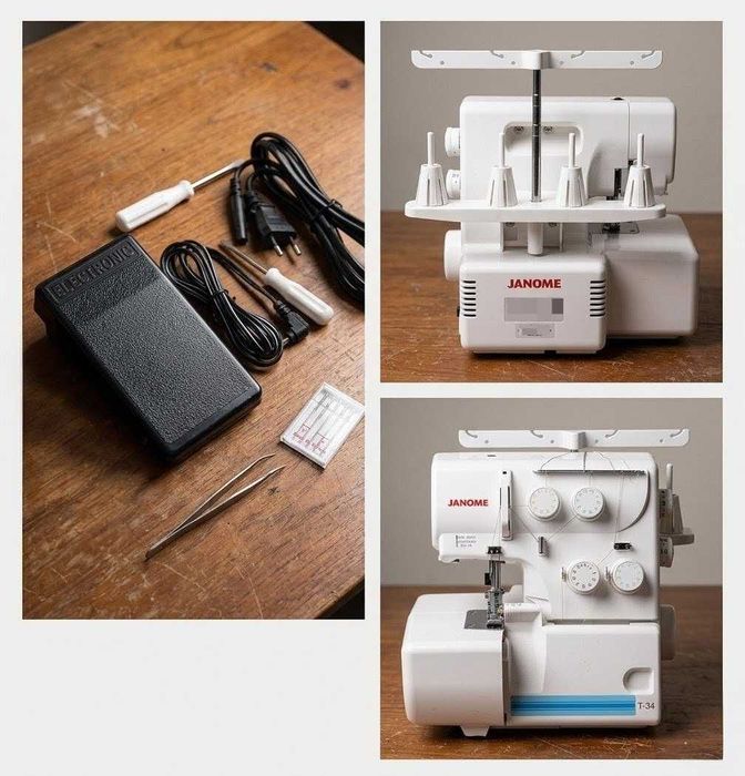 Оверлок Janome T-34 3-4 ниткової, 8 типів швів, 105 Вт