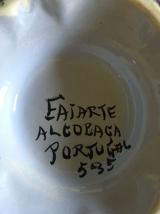 Terrina, prato e colher - Faiarte de Alcobaça numerada Trres Vdr e Lx