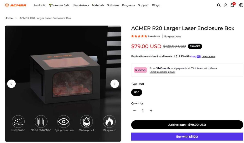 Máquina de Gravação e Corte a Laser - ACMER P2 (30W) - Nova na Caixa + Tenda de Proteção