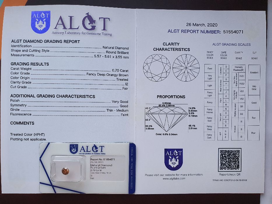 Diament Brylant 0,70 Carat CERTYFIKAT Tanio!