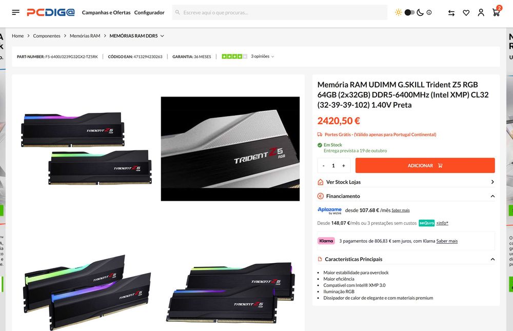 G.SKILL Trident Z5 RGB 64GB (2x32GB) DDR5-6400MHz CL32