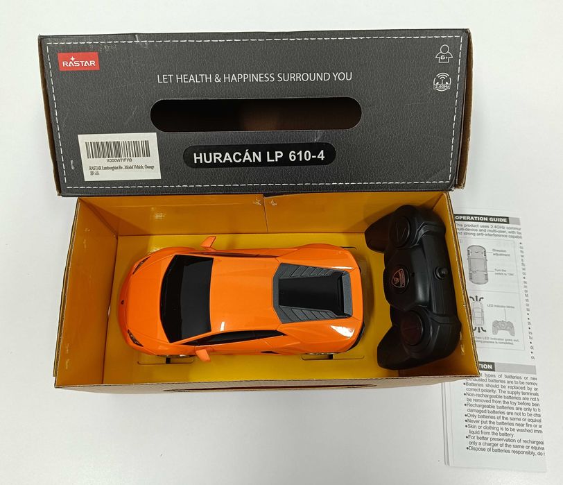 Zdalnie Sterowane Lamborghini Huracan LP 610-4 Rastar 1:24 RC Pomarańczowe