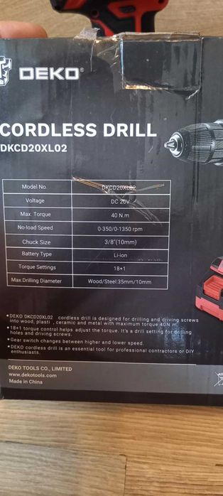 Super wkrętarka, Nowa, 20V, Bateria+ładowarka, MOCNA, Nowa