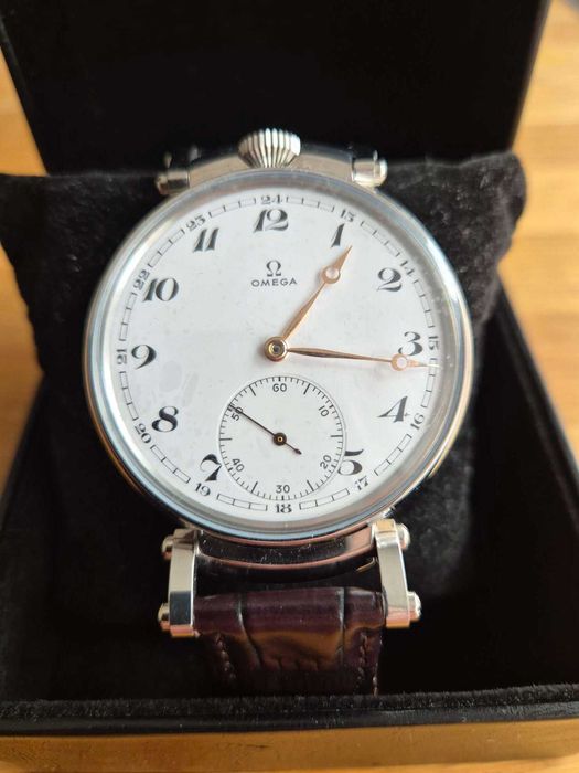 Duża OMEGA z 1938  "KRAB" w stali pasówka