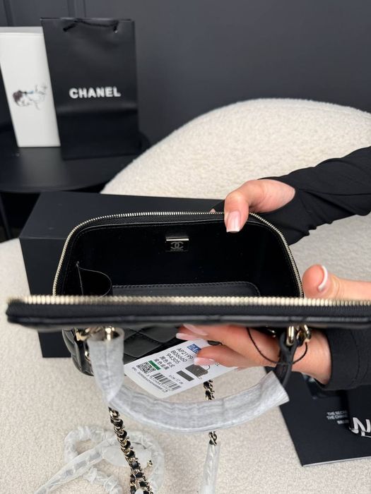 ‼️SALE‼️ Chanel Mini Vanity Case in Black Lambskin / Chanel Mini Vanity Case / женская кожаная сумочка Шанель