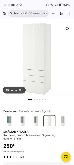 Armário Ikea smastad platsa