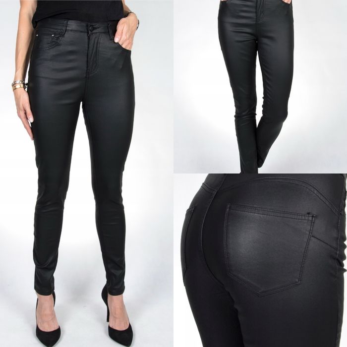 Czarne wiskowane ocieolane spodnie S