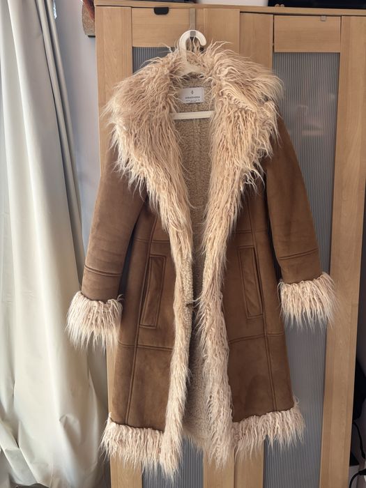 Długi afgański płaszcz z podszewką