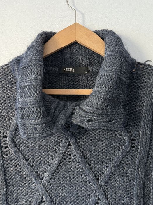 Sweter Big Star granatowy wełna wełniany zimowy gruby alpaka