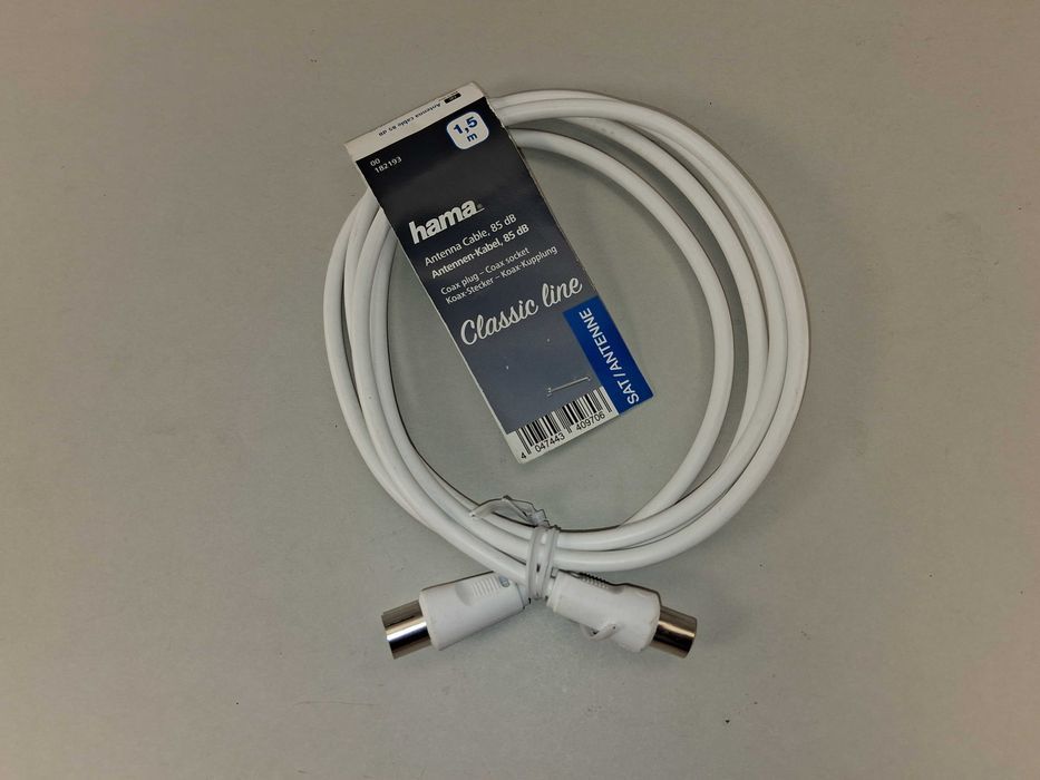 N023 Kabel Antenowy Hama Classic Line 85 DB 1,5M Biały Nowy
