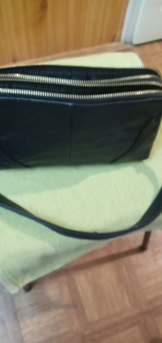 Клач 2 отд натур кожа  черная новый