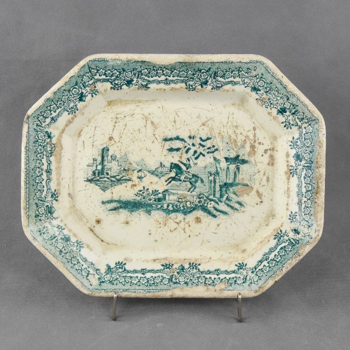 Travessa faiança VALENTES DEVEZAS decoração cavalinho / Estátua a verd