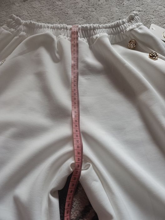 Nowe spodnie szerokie damskie, biel roz uni, M,L,XL