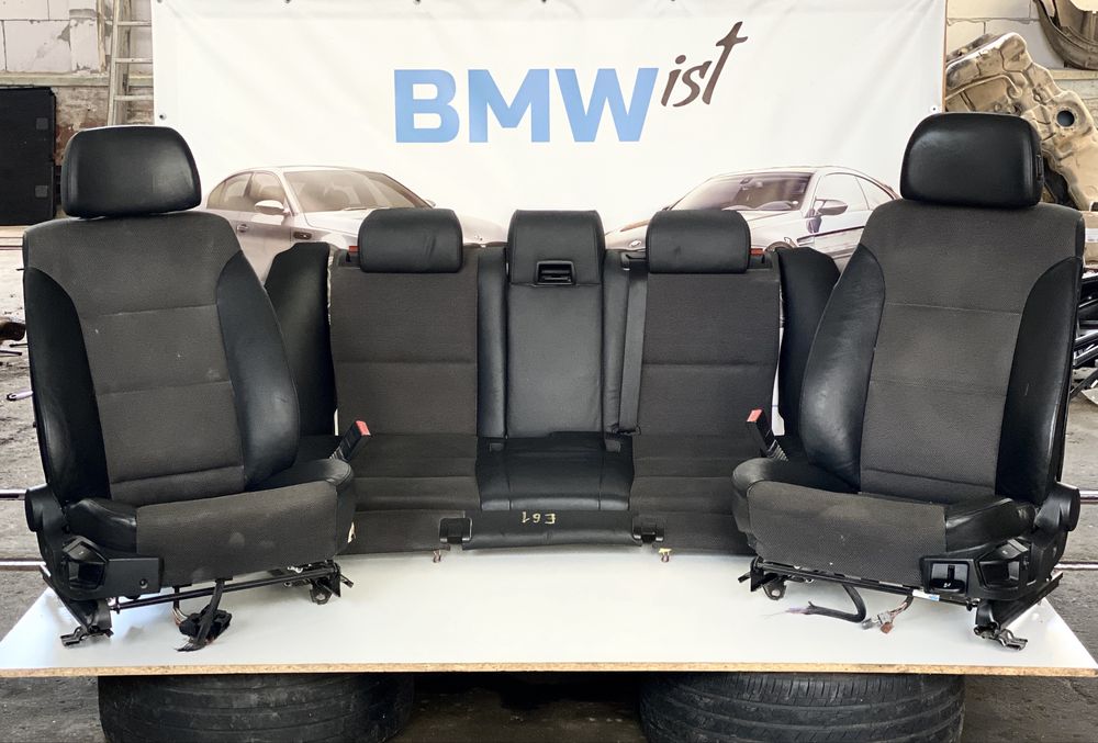 Салон BMW E61 E60 Універсал Рестайл Сидіння Напів Шкіра з Підігрівом