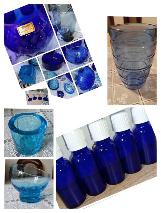 23x Szkło kolorowe niebieskie kobaltowe