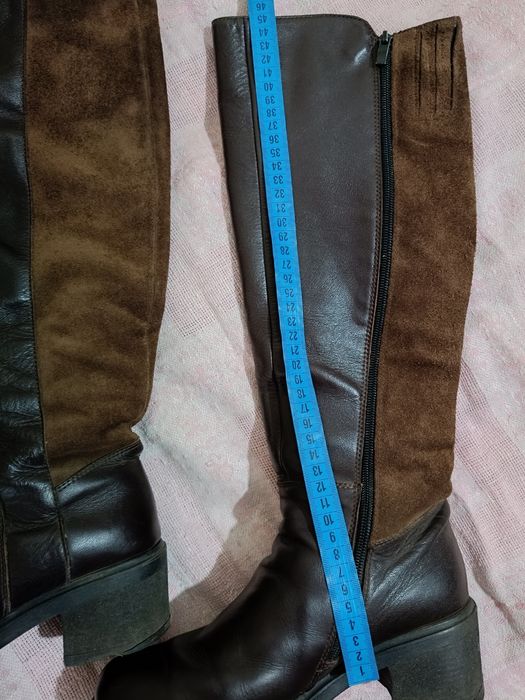 Чоботи шкіряні високі, чоботи демі, чоботи шоколадний колір, 37