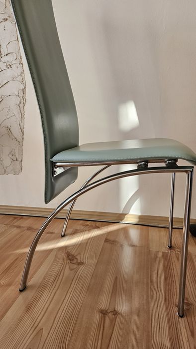 Krzesła stołowe komplet 4 szt niklowane i tapicerowane