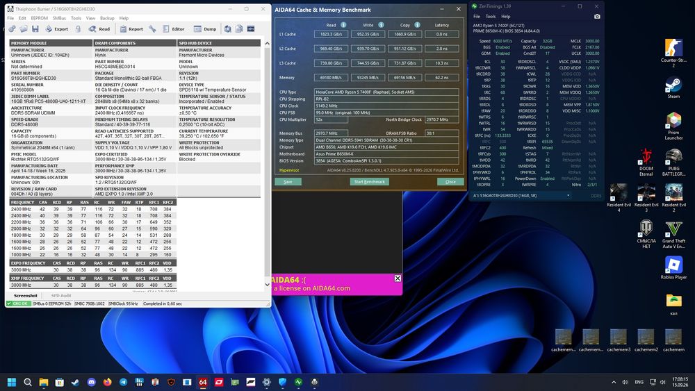 Ігровий комплект AM5: Ryzen 5 7400F (скальп) + ASUS B650M-K + 32GB DDR5 6000MHz