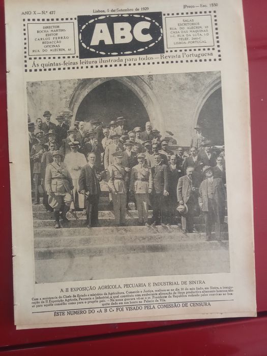 Revista ABC setembro de 1929! Carmona em Sintra!