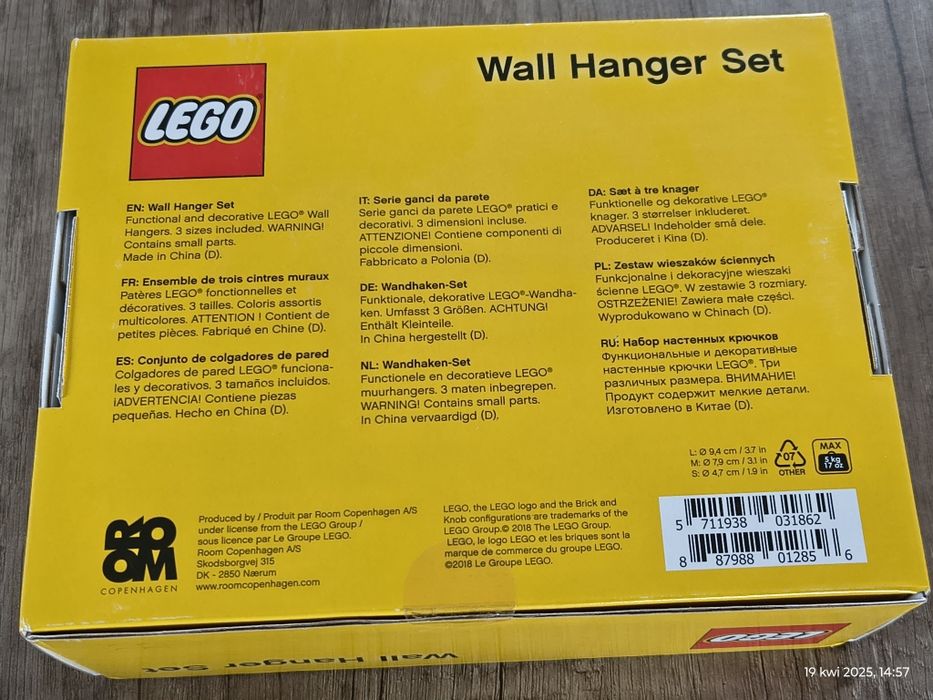 LEGO kolorowe wieszaki 3 sztuki 4016