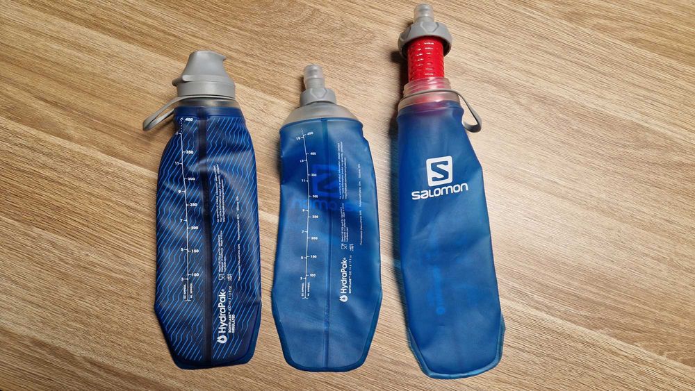 3x Salomon Soft Flask Hydrapak + filtr XA, zestaw
