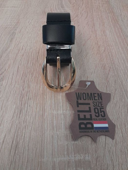 Nowy pasek damski z Holandii/ Fancy Style/czarny/95 cm/ klamra złota