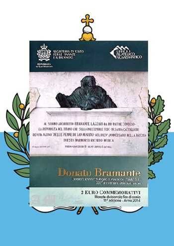 San Marino Moeda 2€ 500º aniversário da morte de Bramante Lazzari