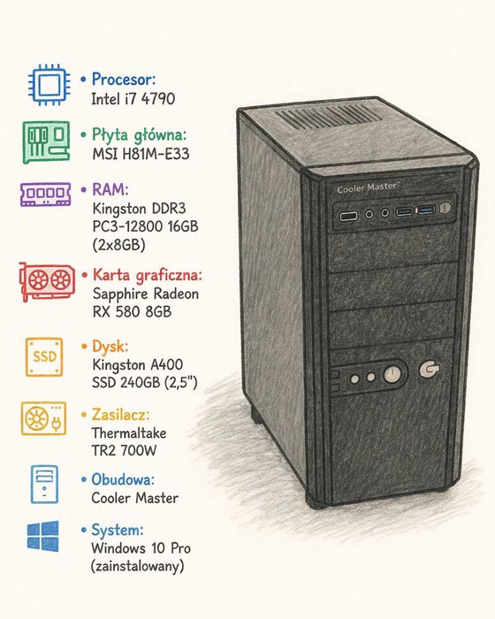 Komputer i7 4790/16GB/RX 580 8GB