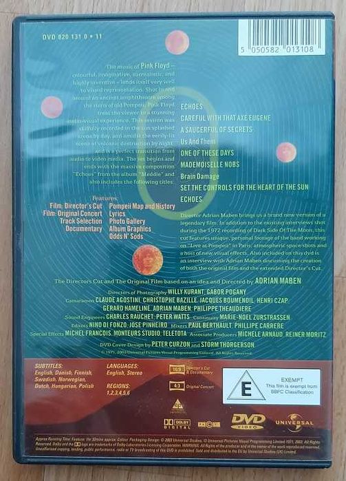 DVD *** Pink Floyd *** Live At Pompeii *** The Director's Cut