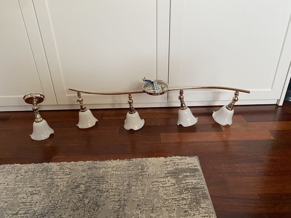 Zestaw komplet długi żyrandol kinkiet nad lustro + pojedynczy kinkiet